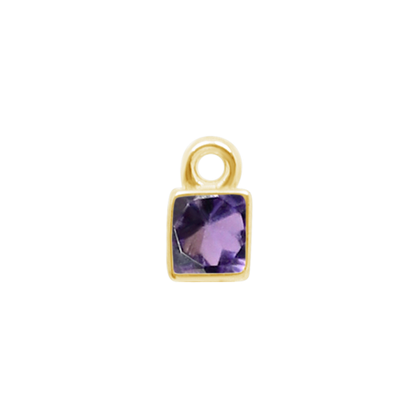 Diamond or Gemstone Square Bezel Drop Charm in 14K Yellow Gold