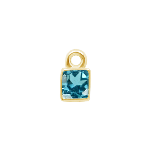 Diamond or Gemstone Square Bezel Drop Charm in 14K Yellow Gold