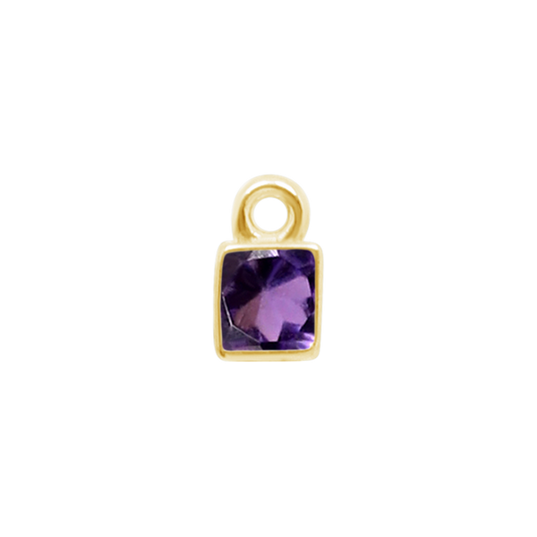 Diamond or Gemstone Square Bezel Drop Charm in 14K Yellow Gold