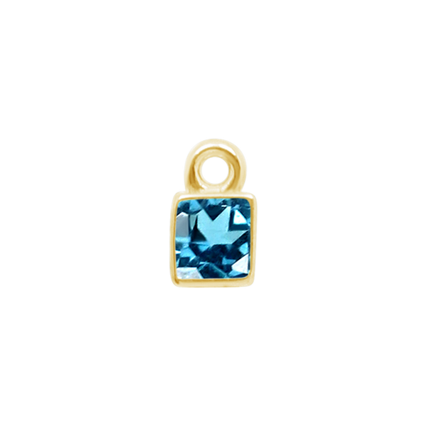 Diamond or Gemstone Square Bezel Drop Charm in 14K Yellow Gold