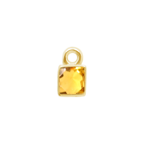 Diamond or Gemstone Square Bezel Drop Charm in 14K Yellow Gold