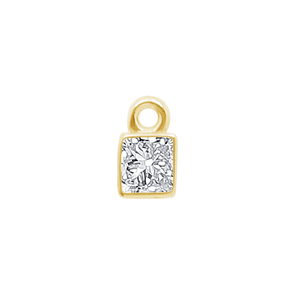 Diamond or Gemstone Square Bezel Drop Charm in 14K Yellow Gold