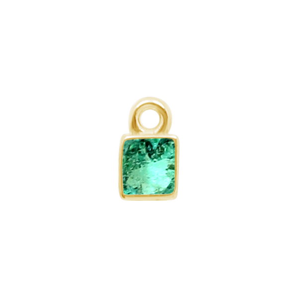 Diamond or Gemstone Square Bezel Drop Charm in 14K Yellow Gold