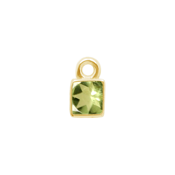 Diamond or Gemstone Square Bezel Drop Charm in 14K Yellow Gold