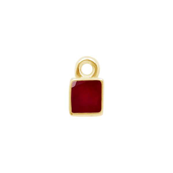 Diamond or Gemstone Square Bezel Drop Charm in 14K Yellow Gold