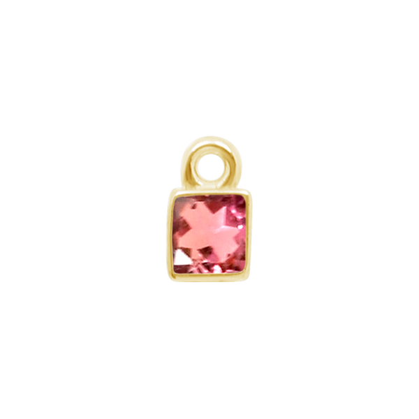 Diamond or Gemstone Square Bezel Drop Charm in 14K Yellow Gold