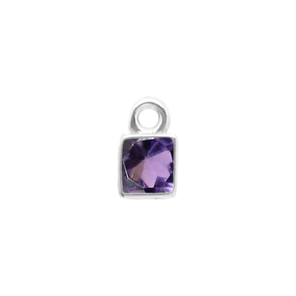 Diamond or Gemstone Square Bezel Drop Charm in 14K White Gold