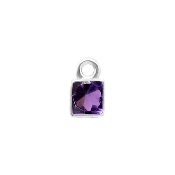 Diamond or Gemstone Square Bezel Drop Charm in 14K White Gold