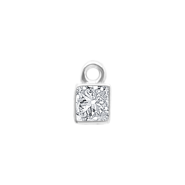 Diamond or Gemstone Square Bezel Drop Charm in 14K White Gold