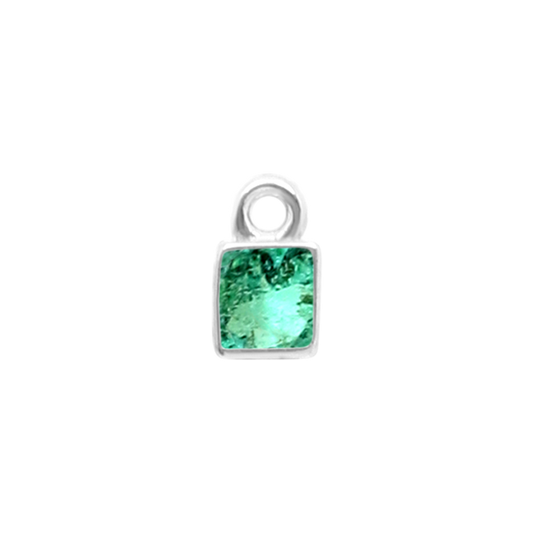 Diamond or Gemstone Square Bezel Drop Charm in 14K White Gold