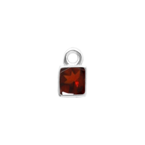 Diamond or Gemstone Square Bezel Drop Charm in 14K White Gold