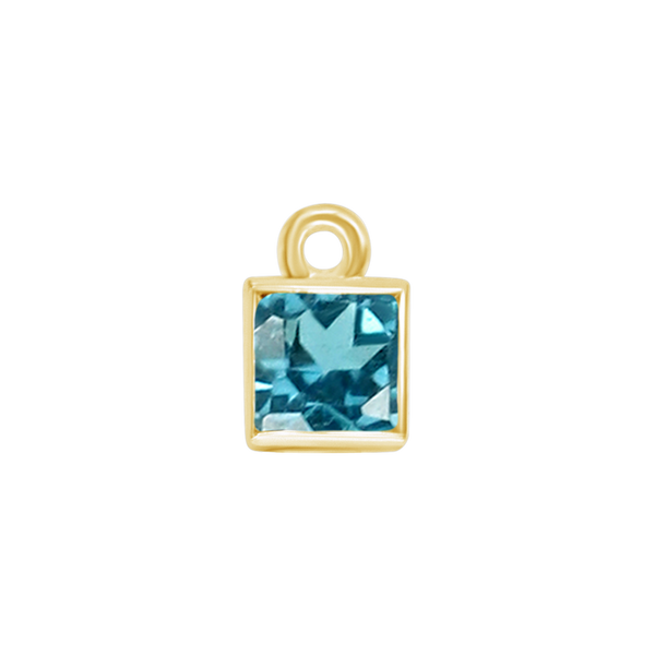 Diamond or Gemstone Square Bezel Drop Charm in 14K Yellow Gold