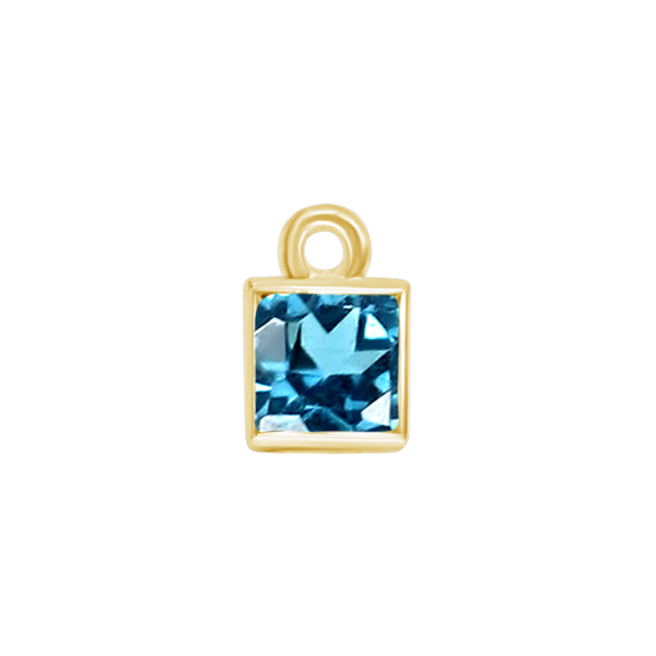 Diamond or Gemstone Square Bezel Drop Charm in 14K Yellow Gold