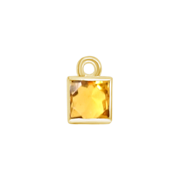 Diamond or Gemstone Square Bezel Drop Charm in 14K Yellow Gold