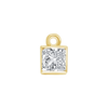 Diamond or Gemstone Square Bezel Drop Charm in 14K Yellow Gold