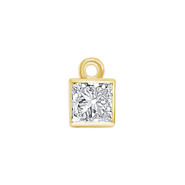 Diamond or Gemstone Square Bezel Drop Charm in 14K Yellow Gold