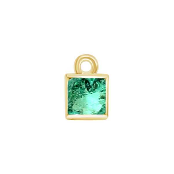 Diamond or Gemstone Square Bezel Drop Charm in 14K Yellow Gold