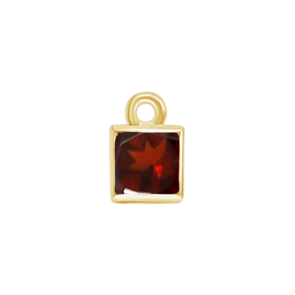 Diamond or Gemstone Square Bezel Drop Charm in 14K Yellow Gold