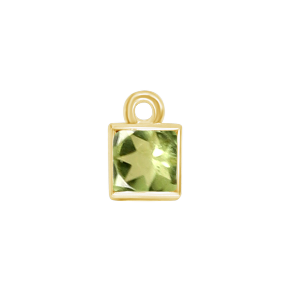 Diamond or Gemstone Square Bezel Drop Charm in 14K Yellow Gold