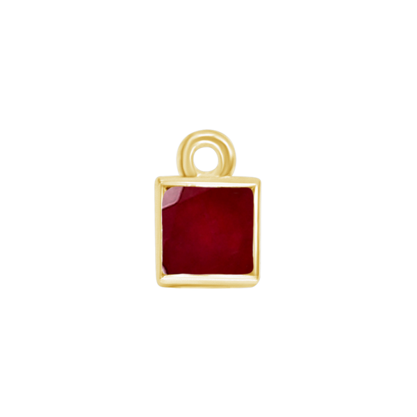 Diamond or Gemstone Square Bezel Drop Charm in 14K Yellow Gold