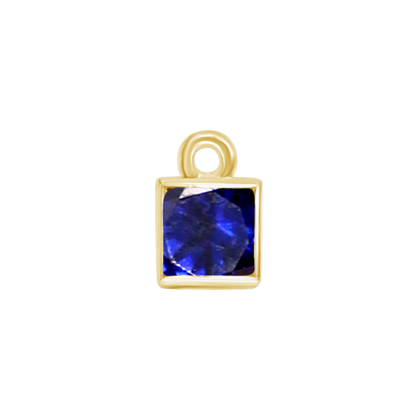 Diamond or Gemstone Square Bezel Drop Charm in 14K Yellow Gold