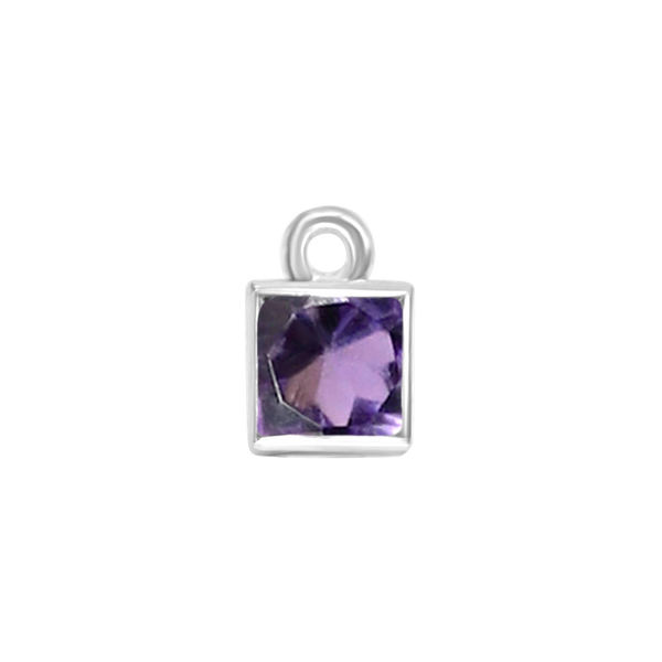 Diamond or Gemstone Square Bezel Drop Charm in 14K White Gold