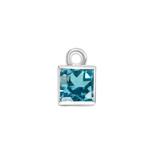 Diamond or Gemstone Square Bezel Drop Charm in 14K White Gold