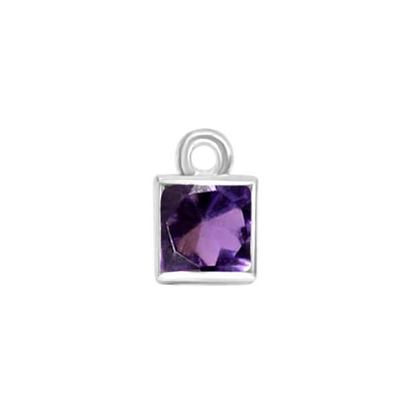 Diamond or Gemstone Square Bezel Drop Charm in 14K White Gold