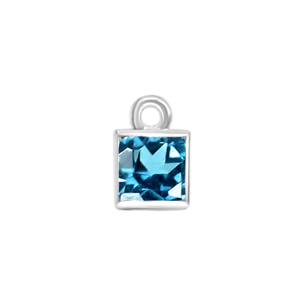 Diamond or Gemstone Square Bezel Drop Charm in 14K White Gold