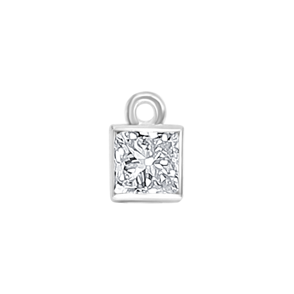 Diamond or Gemstone Square Bezel Drop Charm in 14K White Gold