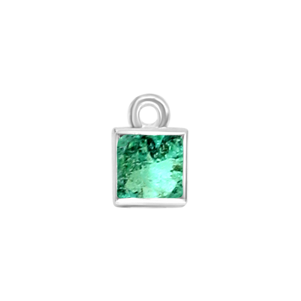 Diamond or Gemstone Square Bezel Drop Charm in 14K White Gold