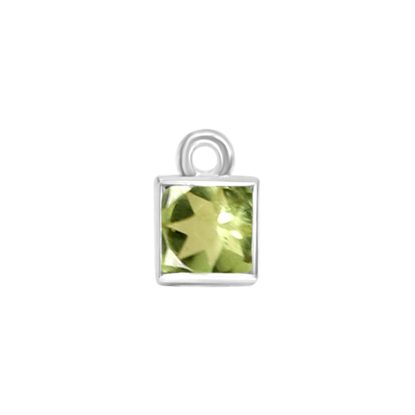 Diamond or Gemstone Square Bezel Drop Charm in 14K White Gold