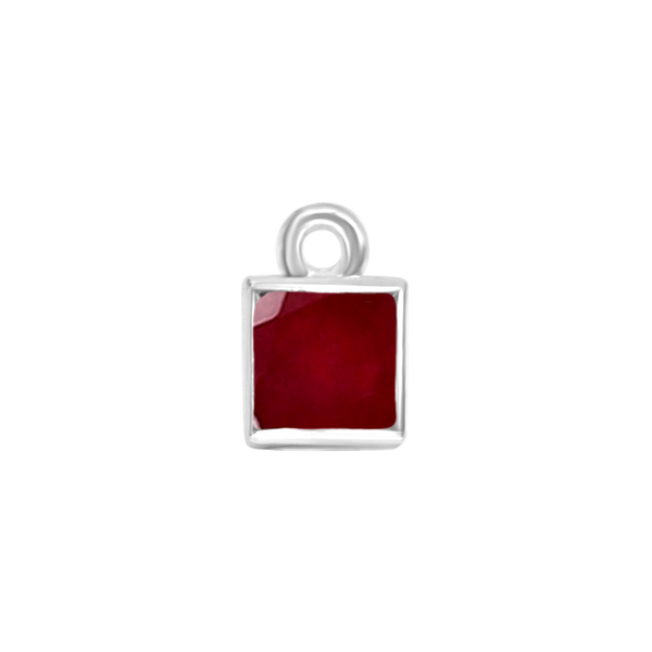 Diamond or Gemstone Square Bezel Drop Charm in 14K White Gold