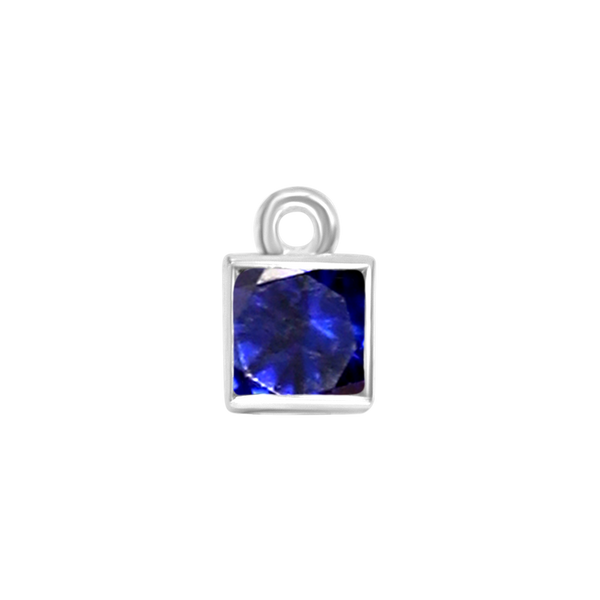 Diamond or Gemstone Square Bezel Drop Charm in 14K White Gold