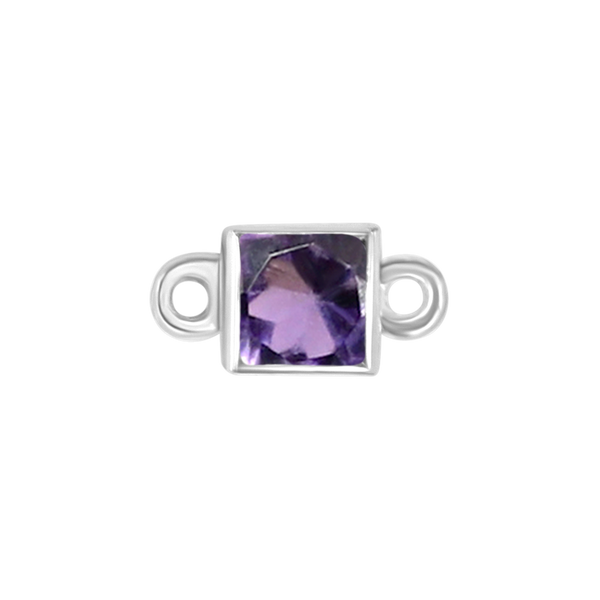 Diamond or Gemstone Square Bezel Bracelet/Necklace Charm in 14K White Gold