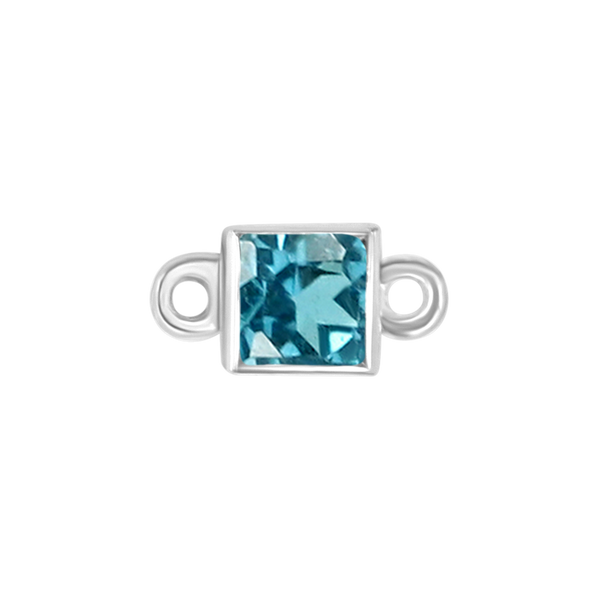 Diamond or Gemstone Square Bezel Bracelet/Necklace Charm in 14K White Gold