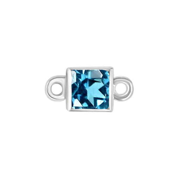 Diamond or Gemstone Square Bezel Bracelet/Necklace Charm in 14K White Gold