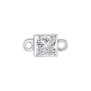 Diamond or Gemstone Square Bezel Bracelet/Necklace Charm in 14K White Gold