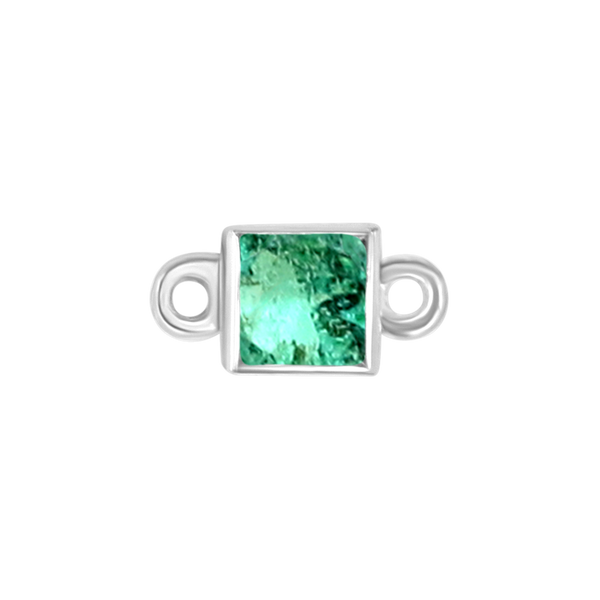 Diamond or Gemstone Square Bezel Bracelet/Necklace Charm in 14K White Gold