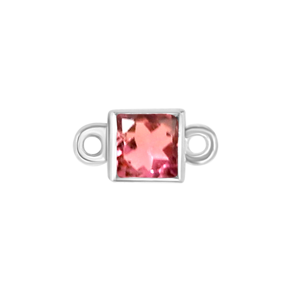 Diamond or Gemstone Square Bezel Bracelet/Necklace Charm in 14K White Gold