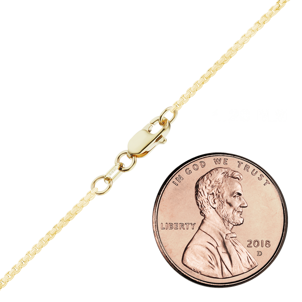 Finished Round Box Necklace in 14K Yellow Gold (1.20 mm - 2.00 mm)