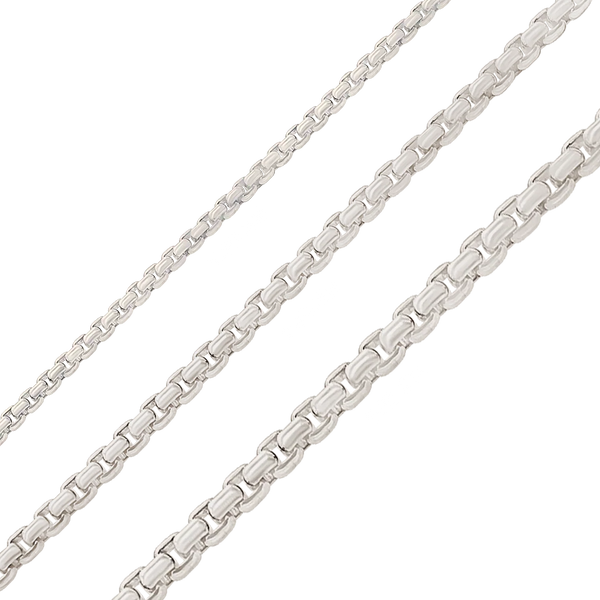 Bulk / Spooled Round Box Chain in Platinum (1.60 mm - 3.20 mm)
