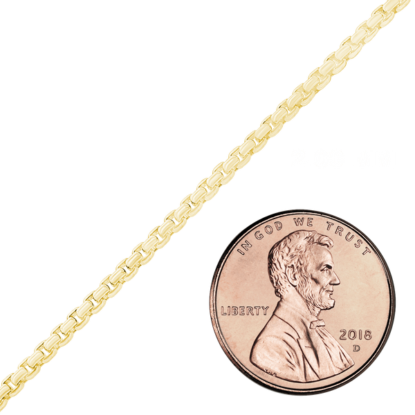 Bulk / Spooled Round Box Chain in 14K Yellow Gold (1.20 mm - 2.00 mm)