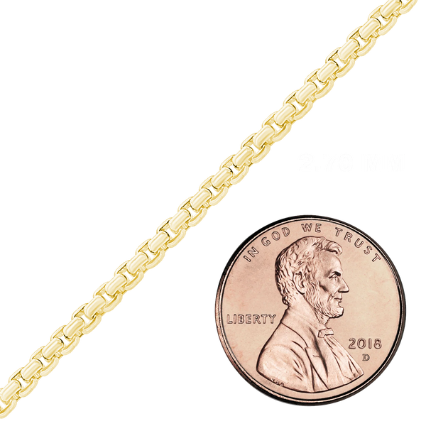 Bulk / Spooled Round Box Chain in 14K Yellow Gold (1.20 mm - 4.00 mm)