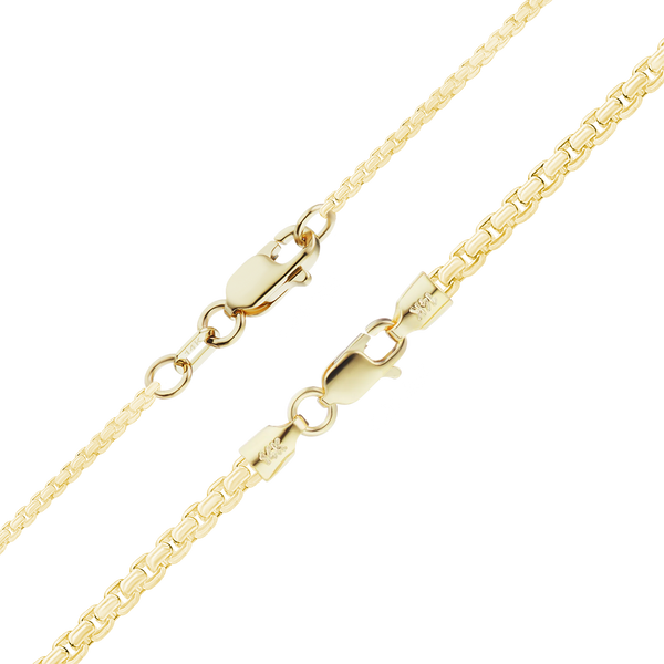 Finished Round Box Necklace in 14K Yellow Gold (1.20 mm - 2.00 mm)