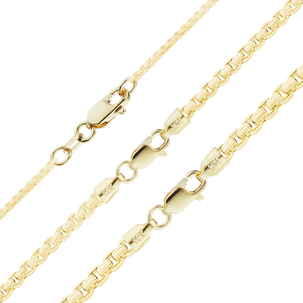 Finished Round Box Necklace in 14K Yellow Gold (1.20 mm - 2.70 mm)