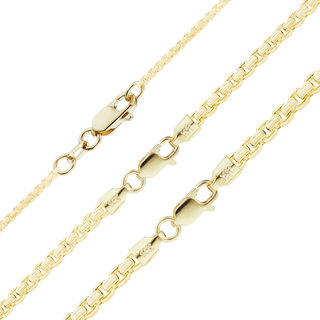 Finished Round Box Necklace in 14K Yellow Gold (1.20 mm - 2.70 mm)