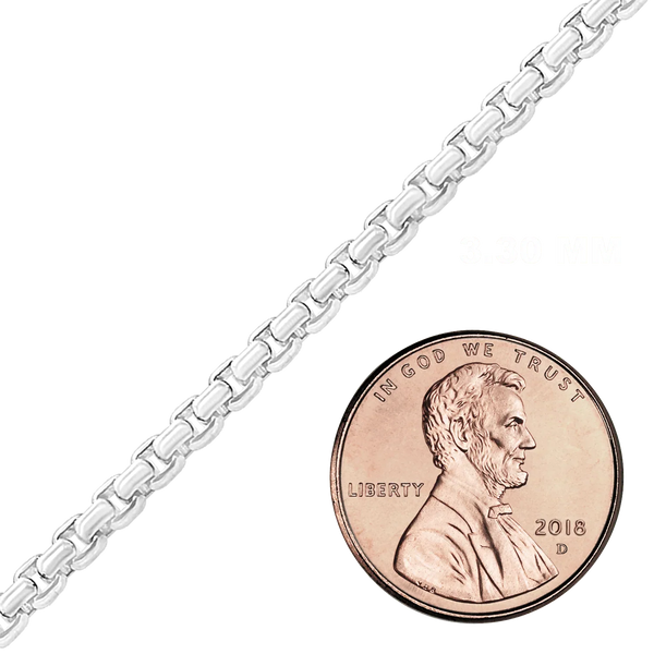 Bulk / Spooled Round Box Chain in Sterling Silver (1.60 mm - 5.00 mm)