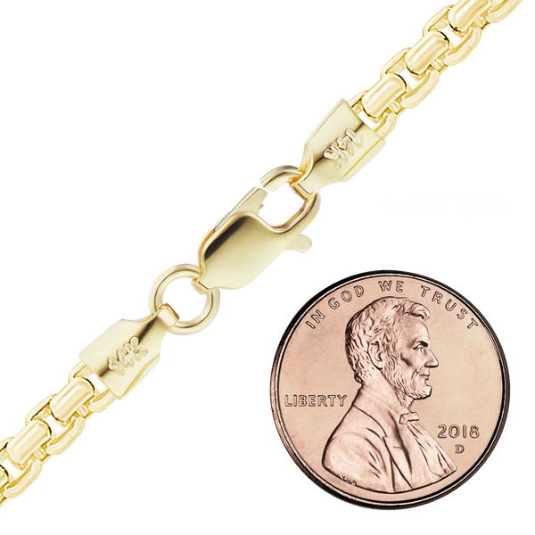 Finished Round Box Anklet in 14K Yellow Gold (1.20 mm - 4.00 mm)