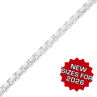 Bulk / Spooled Round Box Chain in Sterling Silver (1.60 mm - 5.00 mm)